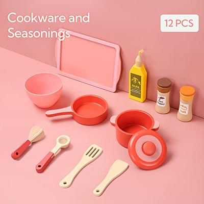 Wooden Pot and Pan Set, Play Kitchen Accessories, Pretend Play Gift for  Kids 