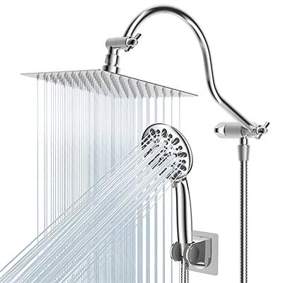 Hibbent All Metal Shower Head, 8'' High Pressure Rainfall Shower Head,  Handheld Showerhead Combo with 12'' Adjustable Curved Extension Arm,  7-Spray, 71'' Hose, Adhesive Showerhead Holder, Chrome - Yahoo Shopping