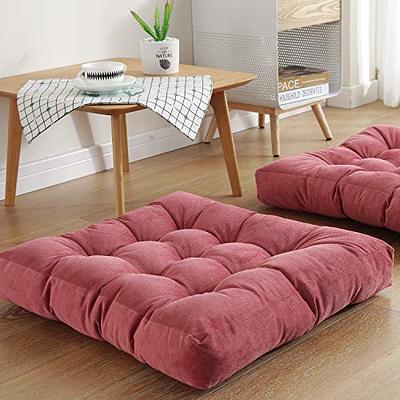 Floor Pillow, Square Tufted Seat Cushion Thicken Corduroy Meditation Pillow  Tatami Floor Cushion For Yoga Living Room Balcony Outdoor Office, Brown, 2