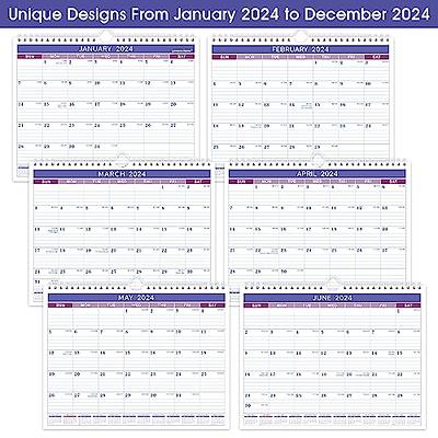  Calendar 2024-2024 Calendar, Jan. 2024 - Dec. 2024, 11 x 8.5,  Wall Calendar 2024 with Unruled Block, Hanging Hook : Office Products