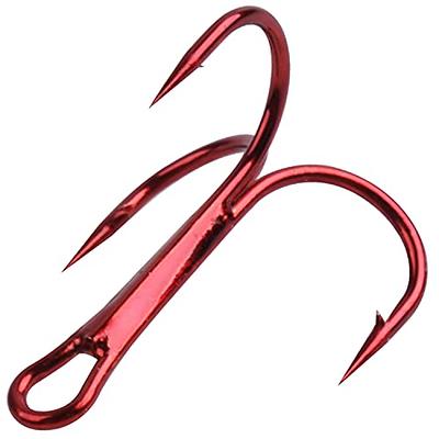 Fishing Red Treble Hooks- 80/120pcs Sharp Round Bend Barbed Treble