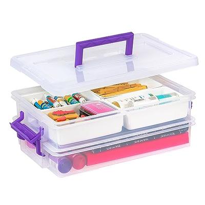 IRIS USA 9.4Qt 2 Layer Stack and Carry Storage Containers with Bulked-Up  Lid, Clear/Violet - Yahoo Shopping