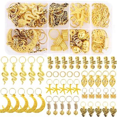 50 Pcs Hair Jewelry for Braids, Metal Gold Hair Charms for Women