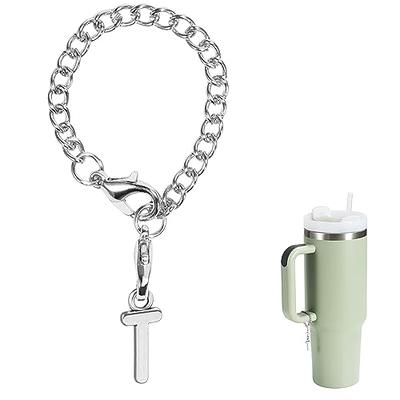  flewfun 2 Pcs Letter Charm Accessories for Stanley Tumbler Cup,  ID Initial Letter Charm Personalized Chain, Water Bottle Charms for Handle  Identification (White/Black) (A): Clothing, Shoes & Jewelry