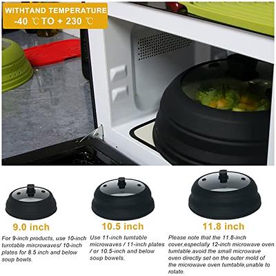  Microwave Splatter Cover Glass Cover Splatter Guard Lid with  Collapsible Silicone for Food Pot Cover Plate Cover 11.8 inch Black: Home &  Kitchen