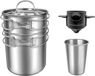 Camping Pot Coffee Pot Outdoor 770ml Portable with Lid and Folding