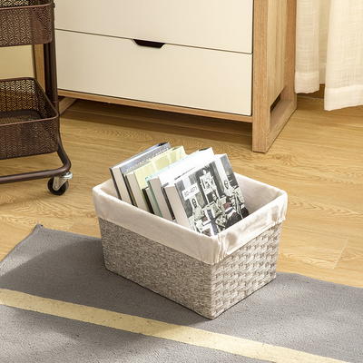 Simplify 25173-Dusty-3Pk Herringbone Storage Basket, Small, Dusty Blue, 3 Count