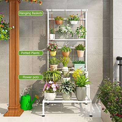 Plant Stand Indoor, 3-Tier Tall Plant Stand with Hanging Top Bar, Metal  Plant Stand for indoor Plants Multiple, Plant Shelf for Outdoor Flower Pot