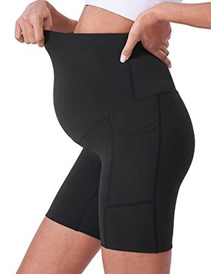 POSHDIVAH Women's Maternity Shorts Over The Belly Biker Yoga