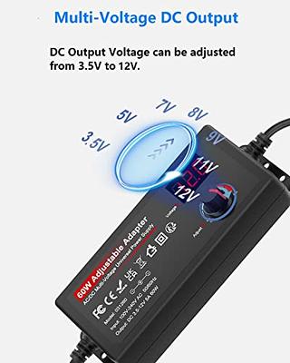 60W Variable Power Supply Adjustable DC 3V ~ 12V 5A Power Supply Adapter  100-240V AC to DC 3-12 Volt 5 Amp Power Adapter Adjustable, 14 Tips &1  Reverse Polarity Converter Cable - Yahoo Shopping