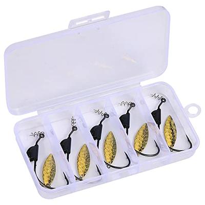 10PCS Offset Hooks Weighted Fishing Hook Wide Gap Weedless Hook Worm &  Spinner