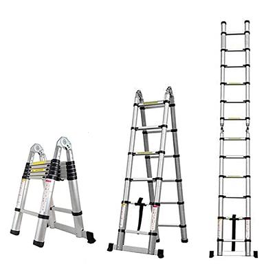 BOWEITI 12.5FT A Frame Telescoping Ladder, Aluminum Telescopic Ladder w/ Balance Bar & Movable Wheel, 330lbs Capacity Compact Ladder, RV Extension  Ladder for Household, Outdoor - Yahoo Shopping