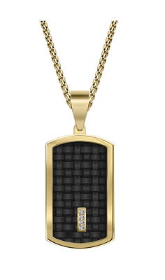 Men's 24K Gold Titanium Diamond Dog Tag Pendant Necklace