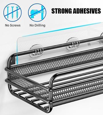  longzon Shower Caddy with 6 Traceless Adhesive, 3 Pack Shower  Organizer, No Drilling Stainless Steel Shower Shelf, for Bathroom Suction  Cup Storage Rack Shelves Black : Home & Kitchen