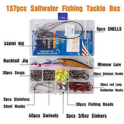 Saltwater Surf Fishing Tackle Kit, 184pcs Saltwater Fishing Gear Saltwater  Fishing Lures Fishing Bait Rigs Crankbait Spoon Bucktail Jigs Pyramid  Sinkers Fishing…