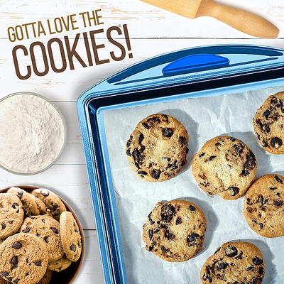2-Piece Baking Pans Set Cookie Sheet Set with Silicone Handles