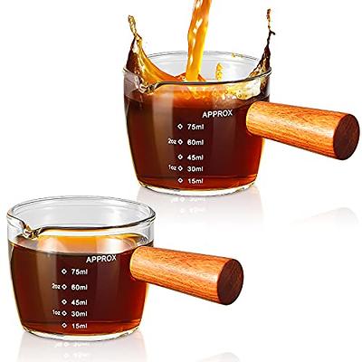 Kitchen  2oz Glass Cup With Handle Glass Straw And Wood Lid