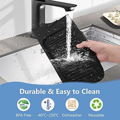 Burfocus Kitchen Sink Splash Guard, Silicone Faucet Handle Drip