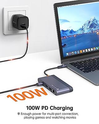  USB C to Dual HDMI Adapter, Multi Display Docking Station Dual  Monitor with 2 HDMI, Displayport, 100W PD, 3 USB Ports, USB C Hub Multiport  Dongle Compatible with MacBook/Dell/HP/Lenovo Laptops 