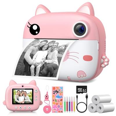 Instant Print Camera for Kids - Updgrade Selfie Kids Camera with Zero Ink, Dual Lens, 1080P HD, 2.4 Inch, 1000 mAh