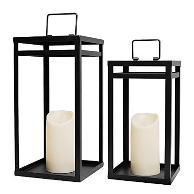 2pc 27 Wood Outdoor Lantern Set Brown - Backyard Expressions : Target