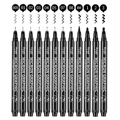 Mogyann Drawing Pens, 12 Pack Dual Brush Pens Black Markers for Art Drawing  Sketching