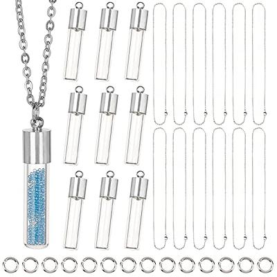 SUNNYCLUE 64Pcs DIY 12 Sets Vial Necklace Making Kit 6mm Dia. Hourglass  Vial Pendants Handmade Clear Glass Memory Wish Bottle Charms for Jewelry  Making Kits Stainless Steel Chain Christmas DIY Gifts 