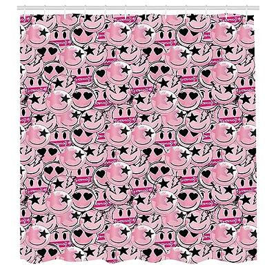 Ambesonne Emoji Shower Curtain, Modern Funny Smiling Faces with Heart  Starry Eyes in Graffiti Style, Cloth