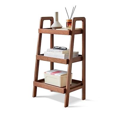 Ballucci 3-Tier Storage Ladder Shelf Bookcase, Wood Leaning Ladder Bookshelf, Black