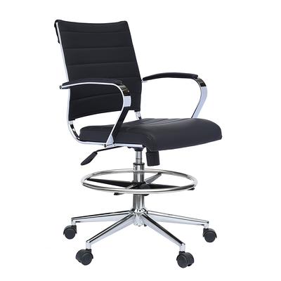 Ergonomic Executive Mid back PU Leather Office Chair Armless Side