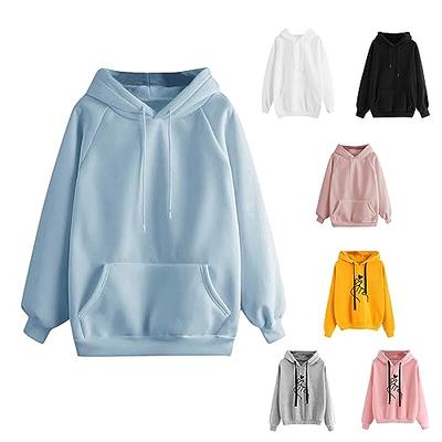 Women's Hoodies Womens Plain Hoodie Loose Fit Pullover Lightweight