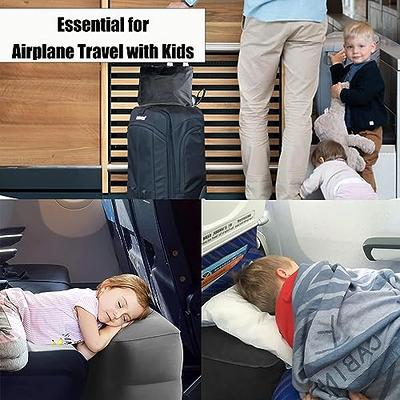 Inflatable Travel Pillow for Foot Rest with Dust Cover,Car Airplane Bed for  Kids,Adjustable Height Footrest Pillow,Leg Rest Travel Accessories  Esentials for Airplane,Car,Train,Home,Office 