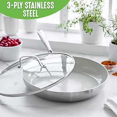 GreenLife Tri-Ply Stainless Steel Healthy Ceramic Nonstick,10 Piece Cookware  Set, PFAS-Free, Multi Clad, Induction, Dishwasher Safe, Oven Safe, Silver 