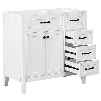 Merax 30 Bathroom Vanity Cabinet with Ceramic Sink Top Set, Two Pull in/Out  Drawers, Open Storage Shelf, Soft Closing Doors, Freestanding, Solid Wood  Frame & MDF Board, White - Yahoo Shopping