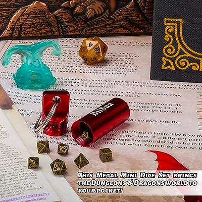 Haxtec Mini Dice Set with Copper Hollow D20 Necklace Dice Case Antique Tiny  Small Metal DND Dice Set D&D Keychain Portable 7PCS Dice Set - Yahoo  Shopping