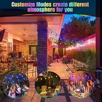 WENFENG RGB Outdoor String Lights with 48 FT Waterproof String