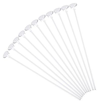 Pllieay 50 Pieces Plastic White Balloon Sticks with Cups for Party, Valentines Day, Wedding, Anniversary Decoration