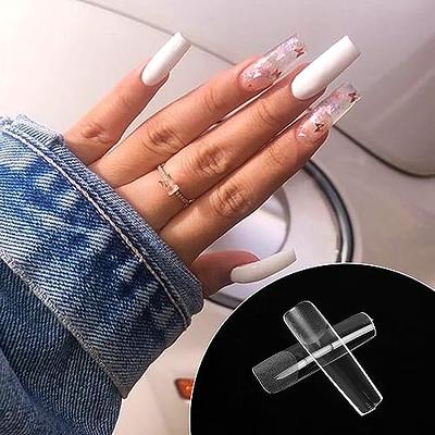  INENK Medium Almond Gel X Nail Tips Extension, 240PCS Clear  Soft Gel Full Cover Nail Tips, M Square Press On False Nail Tips for  Salons, and DIY Nail Art at Home (