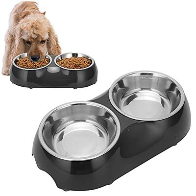 Plastic Dog Bowls for Food & Water Perfect Dish for Dog Puppy Pet Large - Assorted Color - 2 Pack (Bonus: Small Bag of Dog Treats), Size: 75 in, Black
