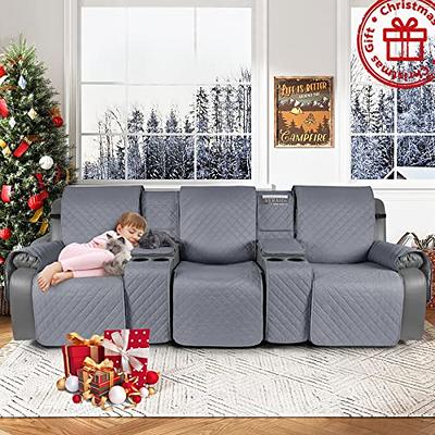 Waterproof Recliner Sofa Cover, Non-Slip Reclining Couch Covers for 3 Seat,  Recliner Couch Cover Furniture Protector with Elastic Straps for Pets,  Kids, Dark Gray 