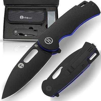 Holtzman's Gorilla Survival Mens Folding Pocket Knife Set D2 Steel Blade  G10 Handle Pocket Knife EDC Gift set for Men (Black + blue liner) - Yahoo  Shopping