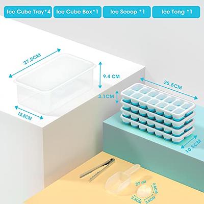  DOQAUS Ice Cube Tray with Lid and Bin, 4 Pack Silicone