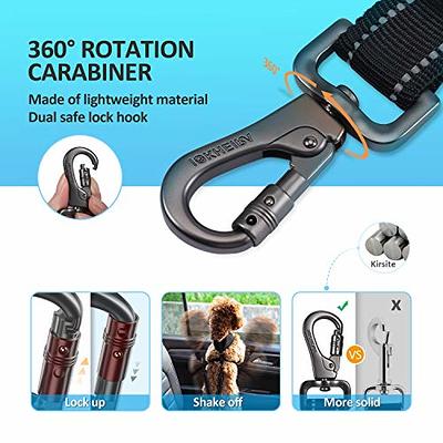  Dog Seat Belt 3-in-1 Car Harness for Dogs Adjustable Safety  Seatbelt for Car Durable Nylon Reflective Bungee Fabric Tether with Clip  Hook Latch & Buckle, Swivel Zinc Alloy Carabiner (Black) 