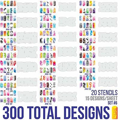 Airbrush Nail Stencils - Design Series Set # 6 Includes 20 Individual Nail  Templates with 14 Designs each for a total of 280 Designs of Series #6