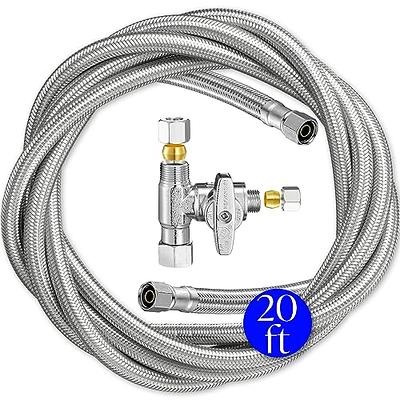 Refrigerator Ice Maker Water Line Kit - 20' Braided Stainless Steel Fridge  Water Line with 1/4 Compression Fittings Pex Tubing Core and Water  Splitter - Yahoo Shopping