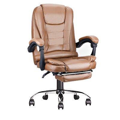 High Back Executive Premium Faux Leather Office Chair with Back Support, Armrest and Lumbar Support Inbox Zero Upholstery Color: White