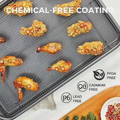 HONGBAKE Nonstick Bakeware Sets, Air Fryer Baking Pan with Basket for Oven,  Large Capacity 17.5“ x 11.8, Air Fry Crisper Tray, 2 Piece Set,Gray -  Yahoo Shopping