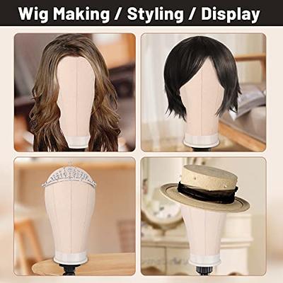 Wig Head Mannequin Head Canvas Block Wig Head with Stand for Wig