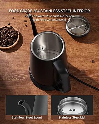 Electric Kettle, 100% Stainless Steel Tea Kettle, Electric Gooseneck Kettle  with Auto Shut Off, Pour Over Kettle for Coffee & Tea, 0.8L,1000W,Matte