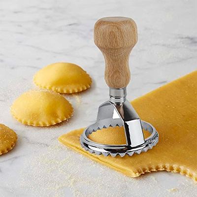 Ravioli Cutter Stamp Pasta Maker Press Square Mold Handle Round Dumplings  Wood